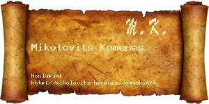 Mikolovits Kemenes névjegykártya